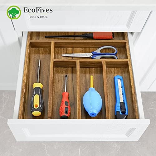EcoFives Luxury Acacia Kitchen Drawer Organizer - Silverware Organizer - Utensil Holder and Cutlery Tray with Grooved Drawer Dividers for Flatware and Kitchen Utensils (6 Slot) - Image 7