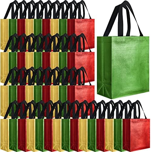 Eccliy 80 Pcs Reusable Gift Bags, Medium, Red, Gold, Green by Eccliy