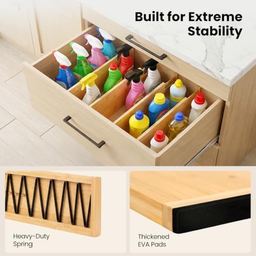 4 Pack 6" Deep Bamboo Drawer Dividers, 12-17" Expandable Kitchen Organizers - Image 4