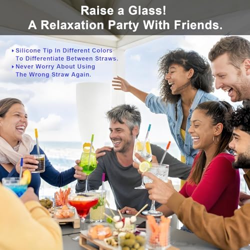 Newly Upgraded 8.5In Reusable Stainless Steel Straws Set 12 PCS with 12 Silicone Tips, 2 Straw Brush, 1 Storage Case, BPA Free, Eco-Friendly Metal Straws for 14, 20, 30 oz Tumbler，for Hot/Cold Drinks - Image 4