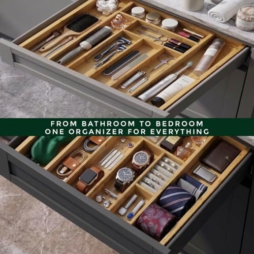 Bamboo Drawer Organizer, Expandable 8-Slot Silverware & Utensil Tray for Kitchen Drawers, Fits 13–19.5 Inch Drawers, Deep Compartments, Durable & Eco-Friendly Natural Bamboo - Image 5