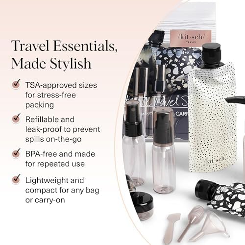 Kitsch 11 PCS Containers Travel Size Toiletries - Black & Ivory - Image 4
