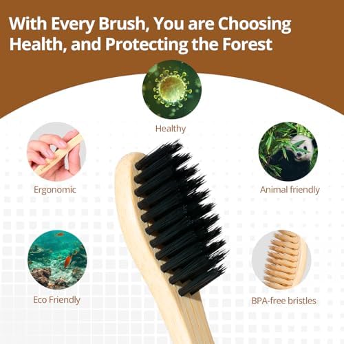 Virgin Forest Bamboo Toothbrushes 10pk, Soft BPA Free Biodegradable - Image 2