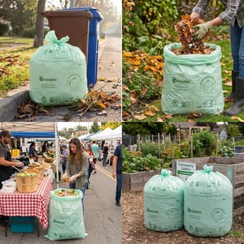 OrangeBio 55 Gallon Compostable Trash Bags, 60 Count, Heavy Duty Garbage Bags for Contractor, Yard Waste & Commercial Food Waste, Plant-Based, BPI ASTM D6400 & TÜV OK Compost Home Certified - Image 6