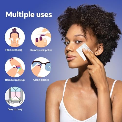 Square Cotton Pads for Face (475 Count) - 100% Pure Cotton, Soft Lint-Free Makeup Remover Pads for Facial and Eye Use, Double-Sided Design to Save Water and Hypoallergenic (75 Thick & 400 Ultra-Thin) - Image 6