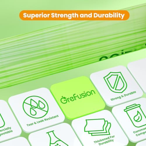 GreFusion Compostable Trash Bags for Kitchen Compost Bin 1.2 Gallon,150 Count,Compost Bags Small for Food Scrap Waste Bags for Countertop Bin Certified by BPI,ASTM D6400 and OK Compost - Image 3
