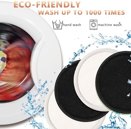 Foaincore 40 Pcs Reusable Makeup Remover Pads with Mesh Storage Bag and Bamboo Box Washable Bamboo Cotton Rounds Soft Reusable Face Pad for Toner Skin Various Skin Care Products(Black White) - Image 6
