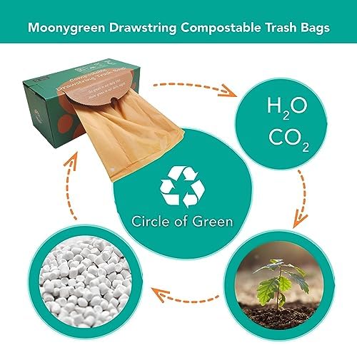 Compostable Trash Bags 13 Gallon, Drawstring Bin Bags, Heavy Duty Waste Bags, Extra Thick, Certified US BPI ASTM D6400, 49.2 Liter, 30 Counts - Image 3