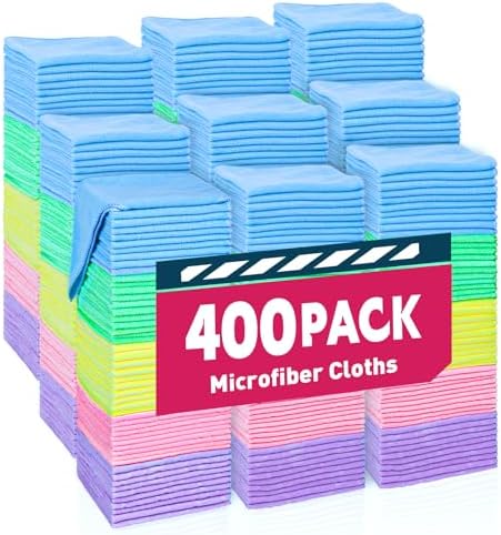 TEAWOO Microfiber Towels Bulk-400 Pack, Cleaning Cloths by TEAWOO