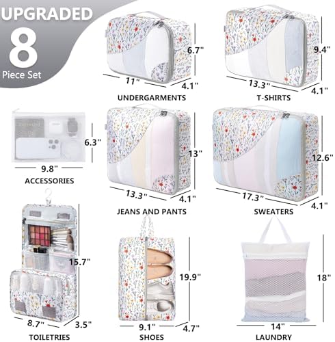OlarHike 8 Set Packing Cubes for Travel,Gifts for Women Mom,Anti-Tearing Suitcase Organizer,with Over 1000 pcs Mesh Holes,Vacation Essentials & Accessories for Cruise Ship - Image 2