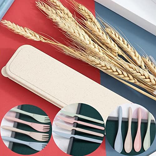 8 Pack Travel Utensils with Case, Reusable Wheat Straw Cutlery Sets for Lunch Box, Camping, Picnic and Office, Dishwasher Safe Spoon Fork Knife Sets, 8 Colors - Image 5