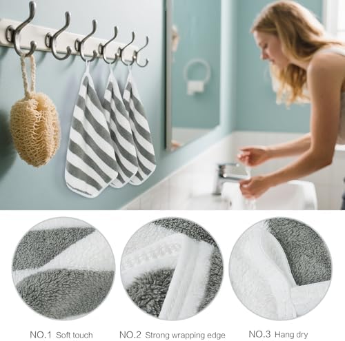 Microfiber Facial Cloths Fast Drying Washcloth 12x12inch Stripes 6 pack - Image 3