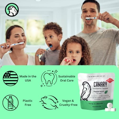 Canary Nano Hydroxyapatite Toothpaste Tablets Peppermint - Remineralizing, Fluoride Free, All Natural Tabs with Xylitol - Great for Travel, Plastic Free - 189 Count - Image 3
