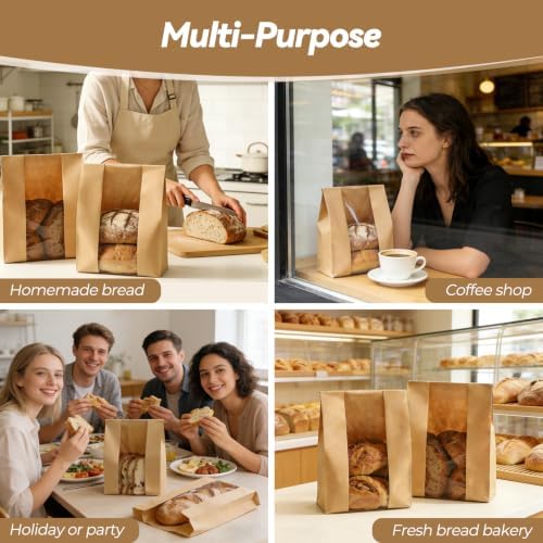 Tripho 100 Pcs Extra Thick Bread Bags for Homemade Bread with Clear Window - Image 7