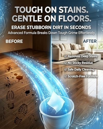 100-Piece Floor Cleaning Tablets, 2026 Upgraded Multi-Surface Cleaner, Dissolvable Pre-Measured Concentrated Mop Remover Solution for Deep Cleaning Hardwood, Tile & Laminate, Streak-Free Fresh Scent - Image 5