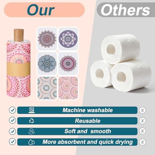Redbaker 30 Pcs 18 Pcs Reusable Paper Towel for Kitchen,Mandala - Image 6