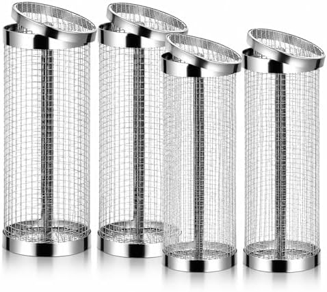 4PCS Inground Worm Composting Bin Turn Food Waste into Nutrient-Rich Soil Increase Soil Fertility Stainless Steel Composting Bin with Holes and Lid for Outdoor Garden Vegetable Patch Backyard by Unknown