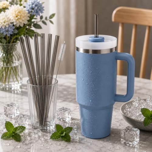Replacement Straws Compatible with 30 oz Stanley Quencher Tumbler, 10.5 Inch Black Reusable Straws, Drinking Cup Accessories, 6 Pack - Image 5
