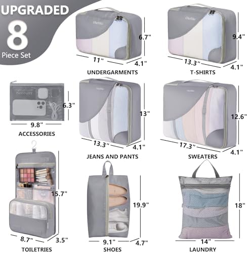 OlarHike 8 Set Packing Cubes for Travel,Gifts for Women Mom,Anti-Tearing Suitcase Organizer,with Over 1000 pcs Mesh Holes,Vacation Essentials & Accessories for Cruise Ship - Image 2