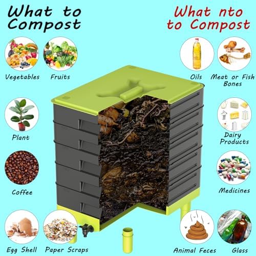5-Tray Worm Composter,100L WormCompost Bin for Vermicomposting Starter, Indoor & Outdoor Worms Farm Composting Bin, Worm Compost Bin for Recycling Food Waste (Black) - Image 2