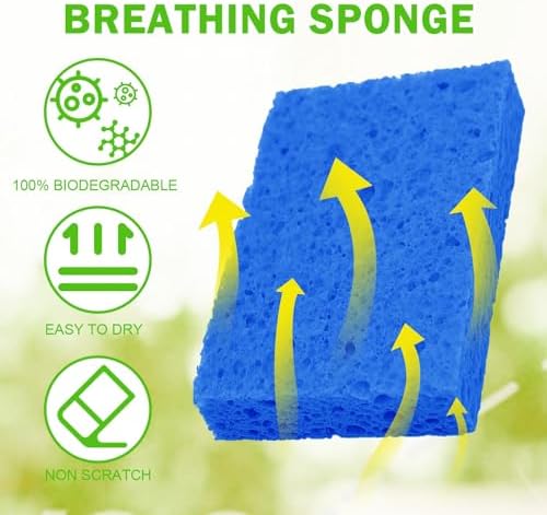 YoleShy 24 Pack Kitchen Sponges Natural Cellulose Compressed Sponges for Cleaning Reusable Dish Sponge Kitchen Non-Scratch DIY - Image 4