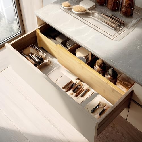 VaeFae 3 Pack Bamboo Drawer Dividers, 4" High Adjustable 16.6" - 21.8" Clothes Drawer Organizers, Expandable Separators for Bedroom/Bathroom/Kitchen/Office Storage - Image 5