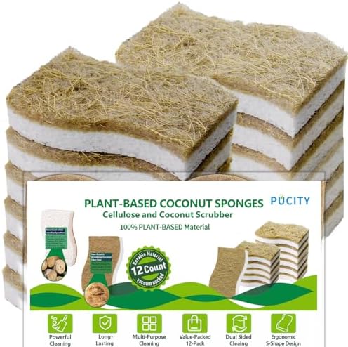 Sponges Kitchen Natural Dish Sponge Plant-Based Biodegradable Compostable by Unknown