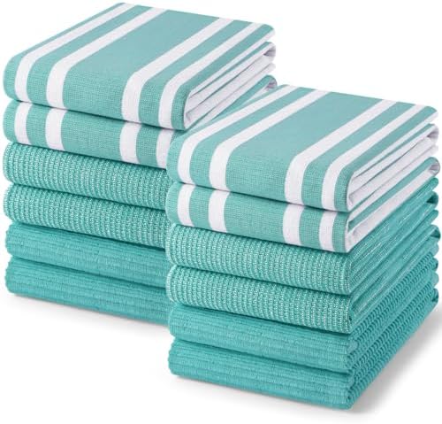 Homaxy Cotton 380 GSM Premium Kitchen Towels, 18"x 28", 12 Pack, Teal by Homaxy