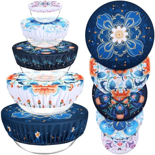 5 Pieces Bowl Covers Reusable, Elastic Cloth Covers for Proofing and Food by Revahope