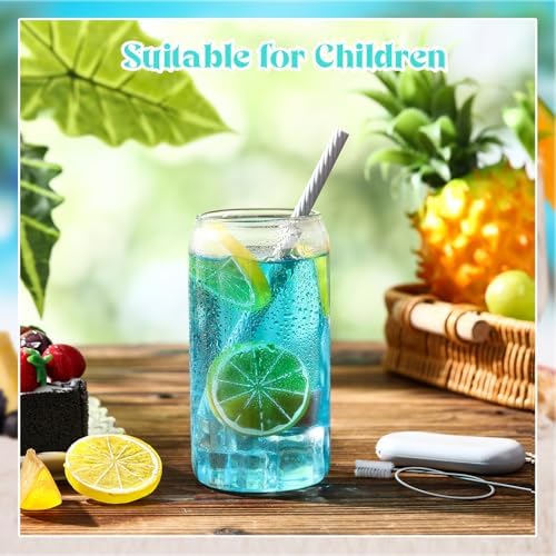 Meanplan 4 Sets Reusable Straws Travel Case Brush Silicone,Gray - Image 5