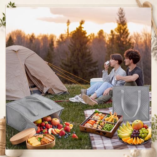 10 Pack 10 Pack Large Insulated Grocery Bag Zippered, Light Gray - Image 3