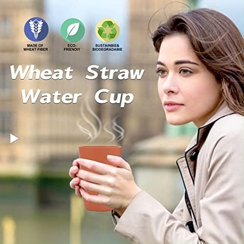 Wrova Wheat Straw Cups 6 PCS Good Alternative to Plastic Reusable Cups 20 oz Unbreakable Drinking Cup Reusable Dishwasher Safe Water Plastic Glasses Orange - Image 6