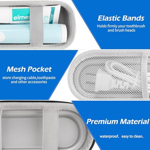 Toothbrush Travel Case for Oral B/Oral-B Pro 1000 1500 5000 7000 & Philips Sonicare 4100 1100 5300 5100 6100/iO Electric Toothbrush, Hard Protective Storage Bag (Black case with toothbrush cap) - Image 4