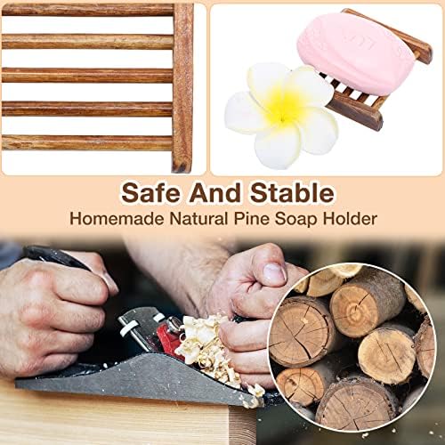 Amyhill 70 Pcs Bamboo Soap Dish Bulk Soap Holder Draining,Charcoal Color - Image 3
