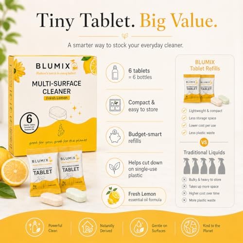 Multi-Surface Cleaner Refill Tablets – 6 Count | Fresh Lemon Scent | Eco-Friendly, Biodegradable, Plastic-Free Cleaning Refills for Spray Bottles – All-Purpose Household Use (Lemon Scent) - Image 5