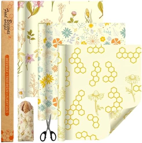3 Rolls Reusable Beeswax Food Wrap, 13'' x 59'' by Noveread