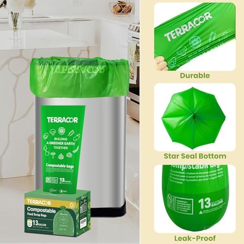 13 Gallon Compostable Trash Bags,50 Count, Heavy Duty Tall Kitchen Food Scrap Waste Bag,Certified BPI and ASTM D6400 Standard - Image 4