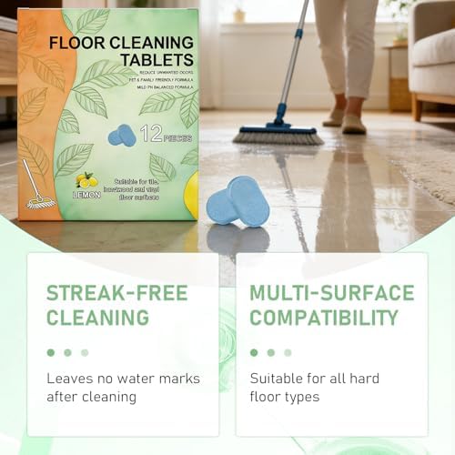 Floor Cleaner Tablets Hard Floor Cleaner Tablets, Pre-Measured Dissolvable Cleaning Solution for Hardwood Laminate Tile Bathroom Kitchen (36PCS) - Image 3