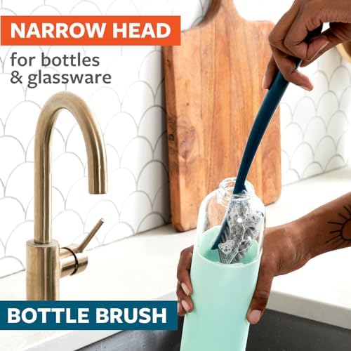 Full Circle Clean Ocean, Variety Dish Brush Pack - Dish Brush, Bottle Brush, and Heavy-Duty Scrub Brush - Sustainably Made 100% from Recycled Ghost Fishing Nets, Safe for Cast Iron & Nonstick - Image 4
