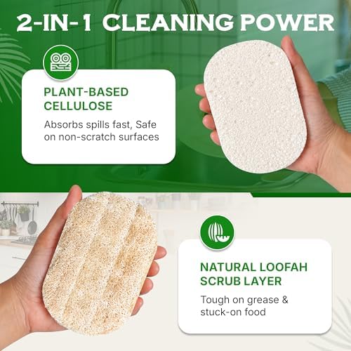 BeePure Eco-Friendly Kitchen Cleaning Bundle - 5 Reusable Swedish Dishcloths & 3 Kitchen Sponges, Absorbent Cellulose Cloths, Washable Paper Towel Alternative - Image 2