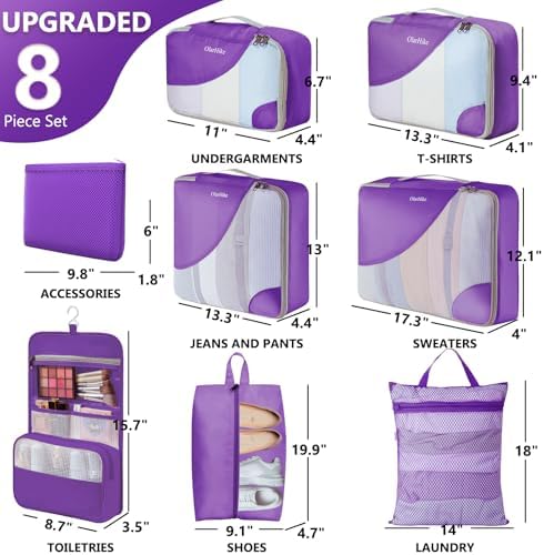 OlarHike 8 Set Packing Cubes for Travel,Gifts for Women Mom,Anti-Tearing Suitcase Organizer,with Over 1000 pcs Mesh Holes,Vacation Essentials & Accessories for Cruise Ship - Image 2