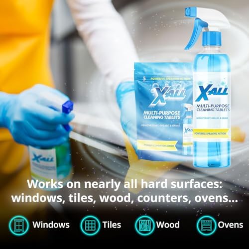 X-ALL Multi-Purpose Cleaner - Spray Bottle and 5x Cleaning Tablets - Cleaner for Oven, Kitchen & Floor surfaces, and Removes Grease and Grime - Image 3