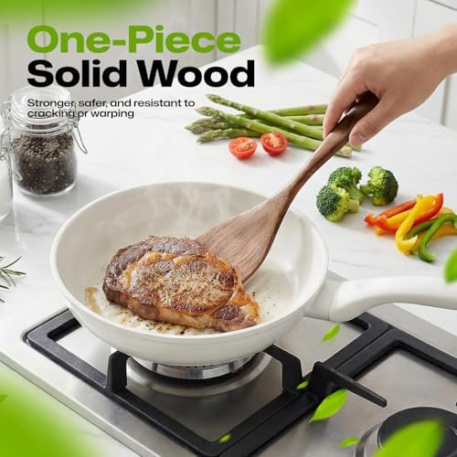 AIUHI 2-Piece Teak Wooden Spatula Set, Wooden Cooking Spatulas for Flipping, Stir-Frying & Serving, Nonstick-Safe Wooden Kitchen Utensils - Image 5