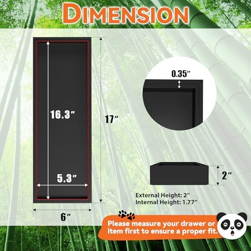Lixple Bamboo Kitchen Drawer Organizer, 2 Pack, 17" x 6" x 2", Black - Image 2