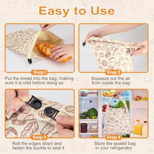 2 PACK Beeswax Sourdough Bread Bags for Homemade Bread, Reusable Cotton Beeswax Bread Bag Portable Waxed Storage All Natural Bees Wax Linen Bag Keep Fresh,13''×17'', 02 - Image 5