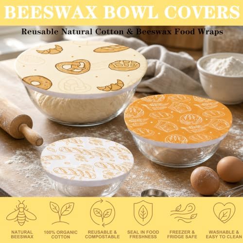 Sitsink Beeswax Bowl Covers Bread Reusable Food Wrap 5 Pack - Image 3