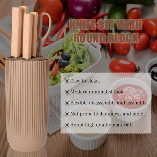 Knife Set, Wiztoynia 6-Piece Coffee Kitchen Knife Set for Home, Anti-Rust Non-stick Stainless Steel Sharp Chef Knife Set with Universal Knife Block for Kitchen, Ergonomical Design (Coffee) - Image 5