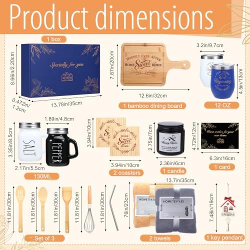 Housewarming Gifts New House -19 Pcs Closing Gifts for Couple Friend Women Men Home Buyers, House Warming Basket for New Houses Apartment Kitchen Presents (Blue,Classic) - Image 2