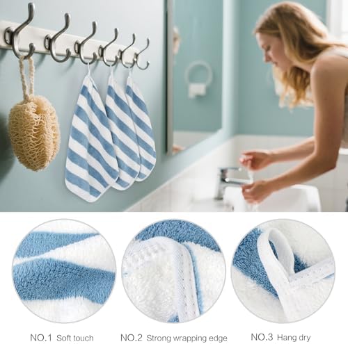 Microfiber Facial Cloths Fast Drying Washcloth 12x12inch Stripes 6 pack - Image 3