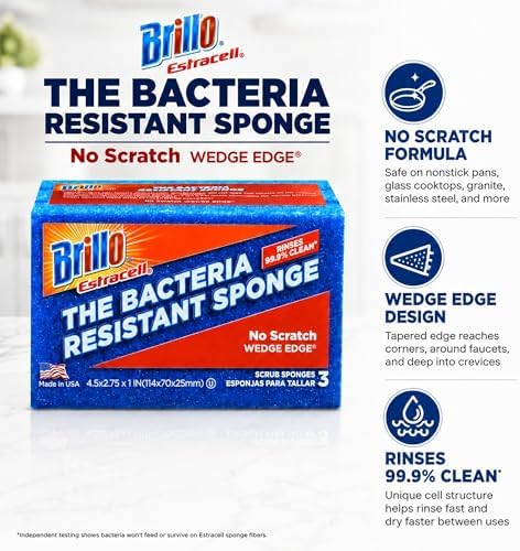 Brillo Estracell No Scratch Scrub Sponge with Wedge Edge, 3-Count - Image 5